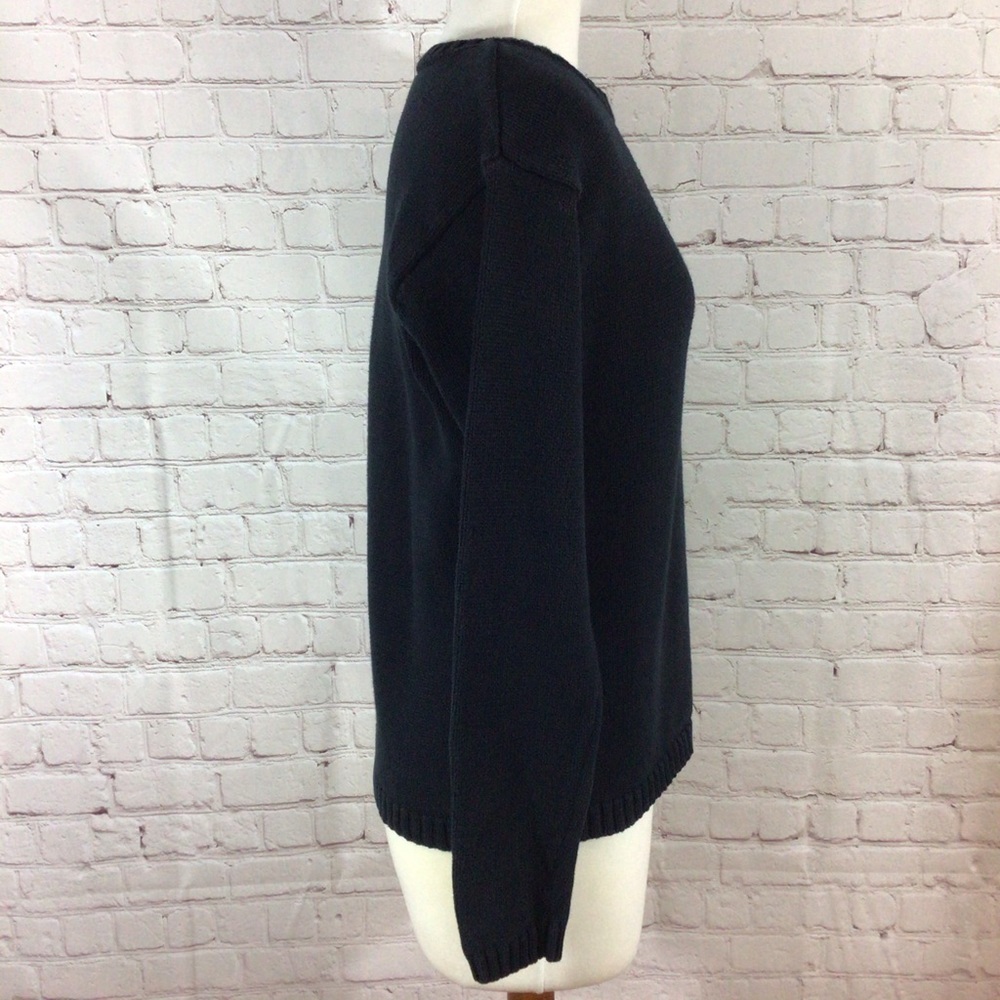 Nordstrom Navy Blue Long Sleeve Crew Neck Cotton Sweater - Size Medium - Picture 4 of 7